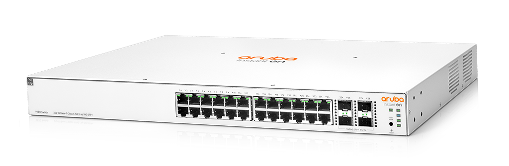 Aruba Instant On 1930 24-Port Gigabit Switch with Class 4 PoE and 4 SFP/SFP+ Ports, 370W Power Capacity