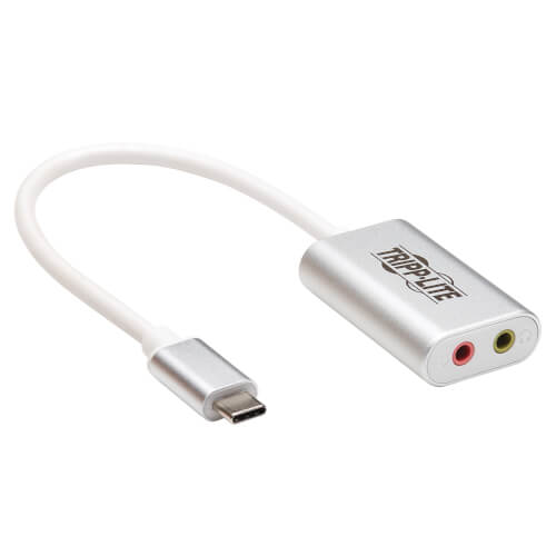 2-Port USB-C to 3.5 mm Stereo Audio Adapter - USB 2.0, Silver